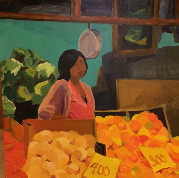 Morning Market, Valparaiso I, 42x42, oil on canvas 2017
