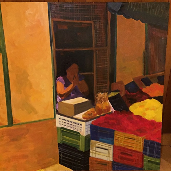 Morning Market, Valparaiso II, 42x42, oil on canvas 2017