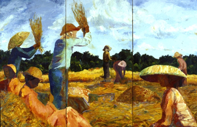 Rice Harvest II, 60x96, 1990