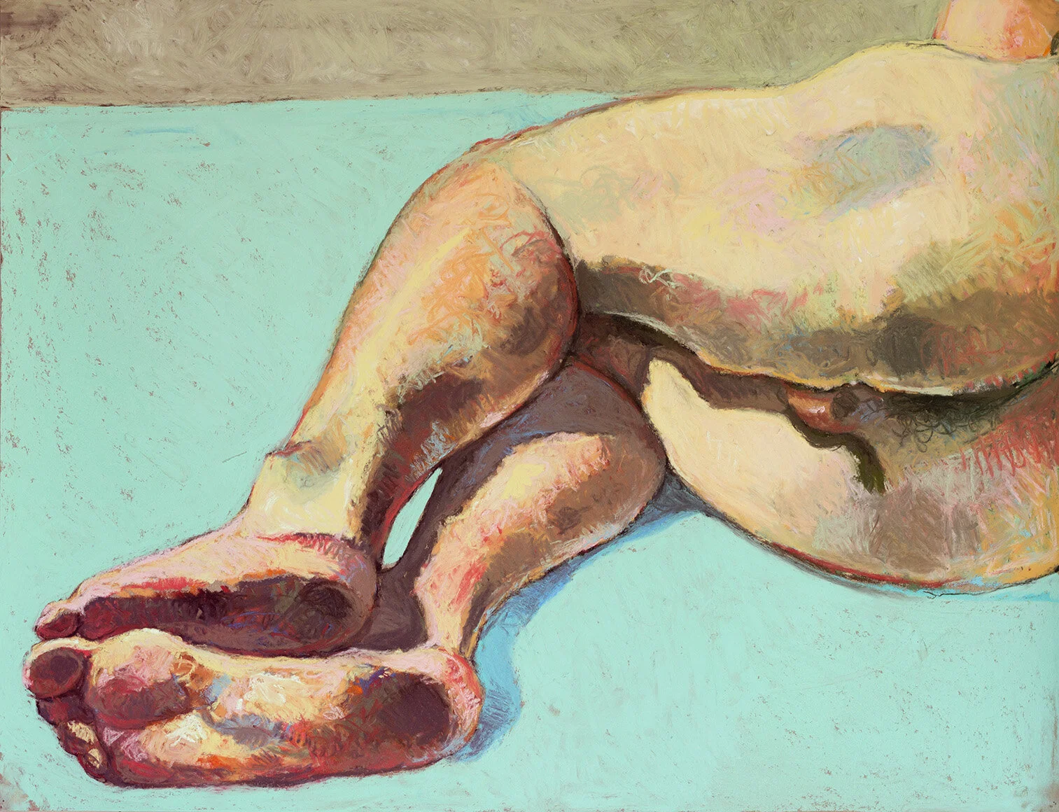 Figure on Turquoise and Gray