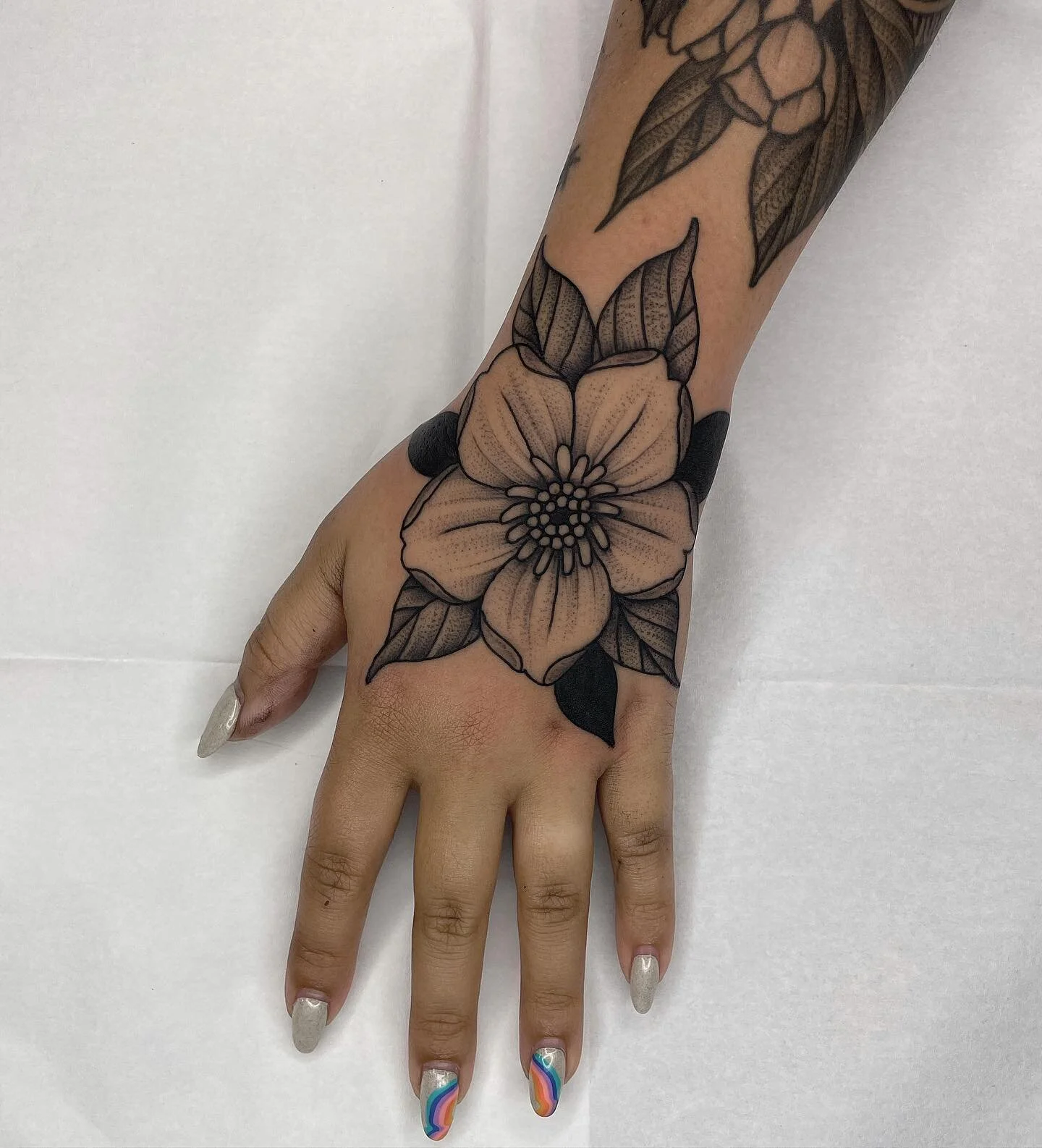 This is what Benny&rsquo;s antler looks like. @tigerclue 

#Tattoo #flash #traditional #blackwork #taot #blackworkerssubmission #dotwork #flashaddicted #tttism #equilattera #tattrx #tattoosnob #portlandtattoo  #floraltattoo #blacktattooart