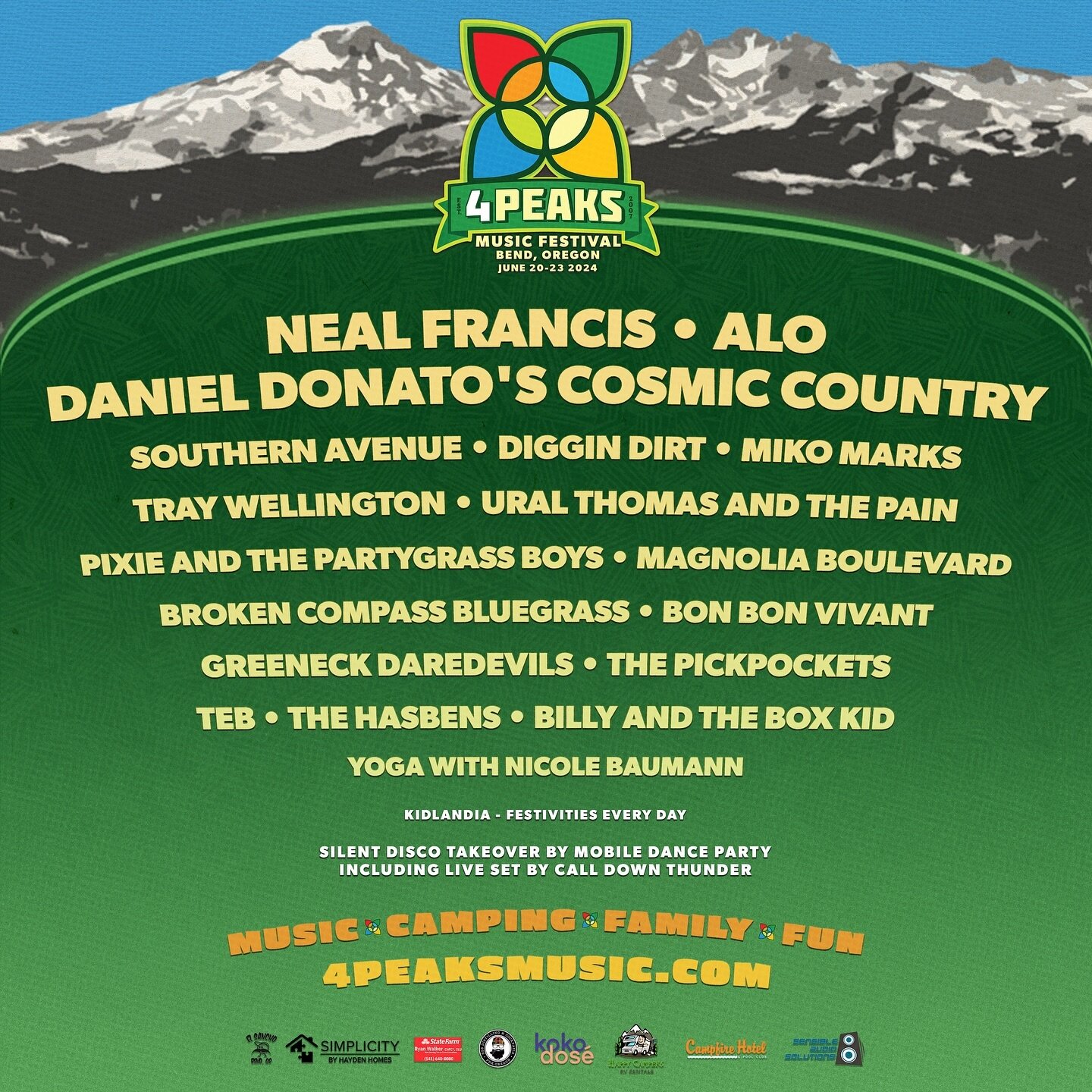 We are thrilled to be a part of this year&rsquo;s @4peaksmusic festival in beautiful Bend, OR over the summer solstice, June 20-23! Tickets are on-sale now at https://4peaksmusic.com/