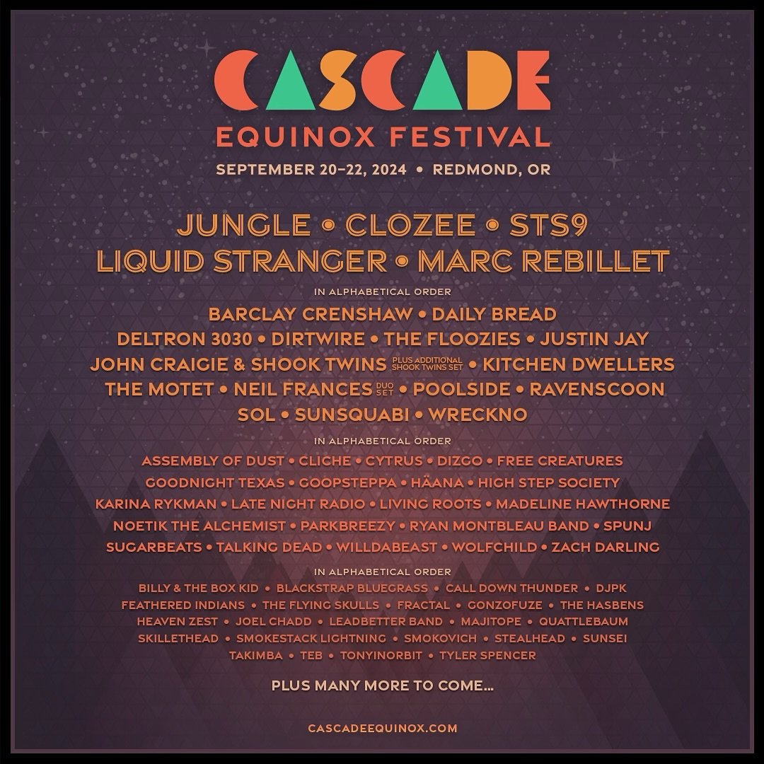 TEB is STOKED to be back at Cascade Equinox Festival in Redmond, OR September 20-22.&nbsp;🌲&nbsp;Tickets are on sale now:&nbsp;https://cascadeequinox.com 🌙