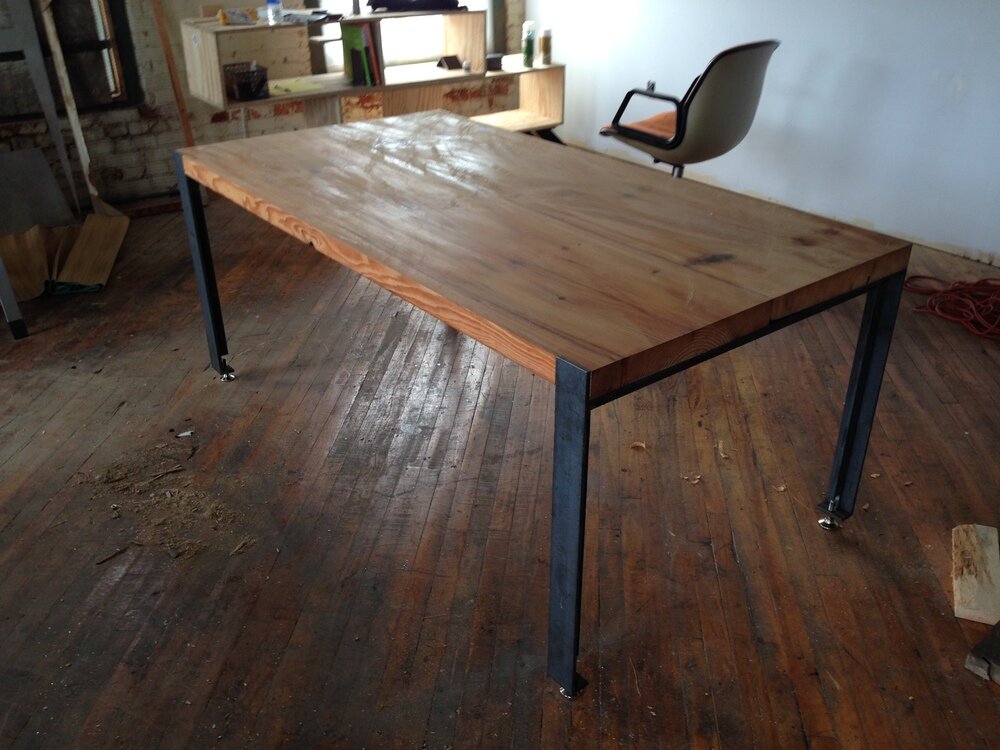  old growth table - steel &amp; reclaimed wood 