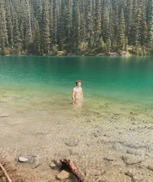 Kristian swimming in Yoho Lake