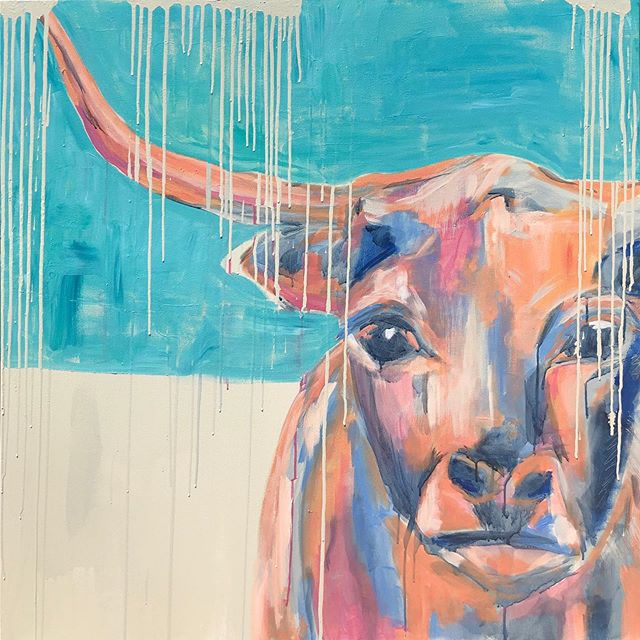 Delivery Day!! My niece is moving into her dorm tomorrow at The University of Texas. My graduation gift was to paint her something special. When she asked me to paint a longhorn, I was honestly perplexed for a while - like, all summer! And then once 