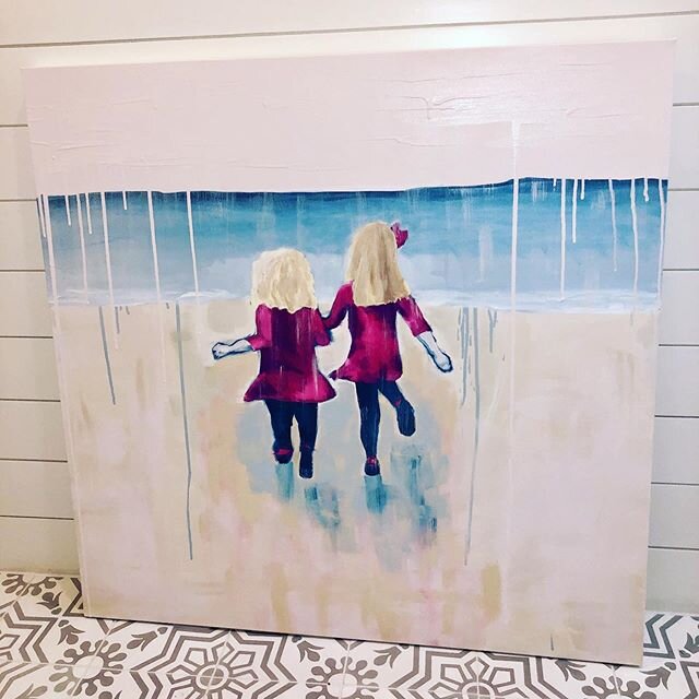 About to be installed in the girls&rsquo; bathroom! I&rsquo;ve been wanting to paint this for years and finally found the excuse. Although, my youngest hates that I painted them at the beach, but honestly, what does she expect from me!? I&rsquo;m at 