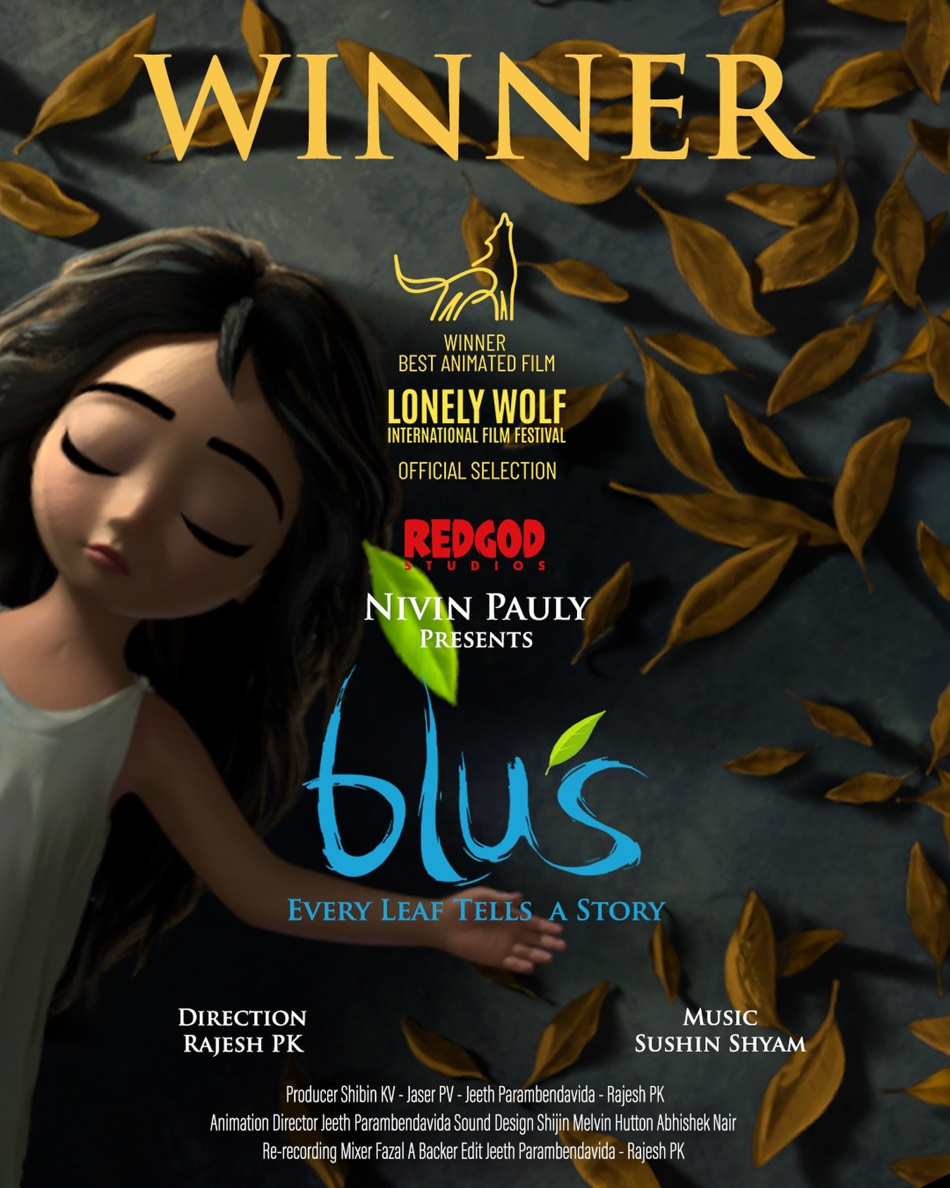 We&rsquo;re proud to share that BLU&rsquo;S has WON at the Lonely Wolf International Film Festival 🏆✨

Honored with the Best Animated Film award. This recognition strengthens our belief in telling powerful, meaningful stories through animation💙

Th