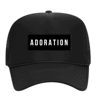 ADORATION Foam Trucker Hat with Curved Visor-BLACK