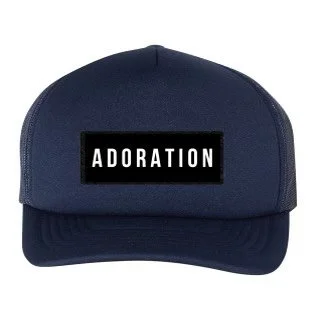 ADORATION Foam Trucker Hat with Curved Visor-NAVY