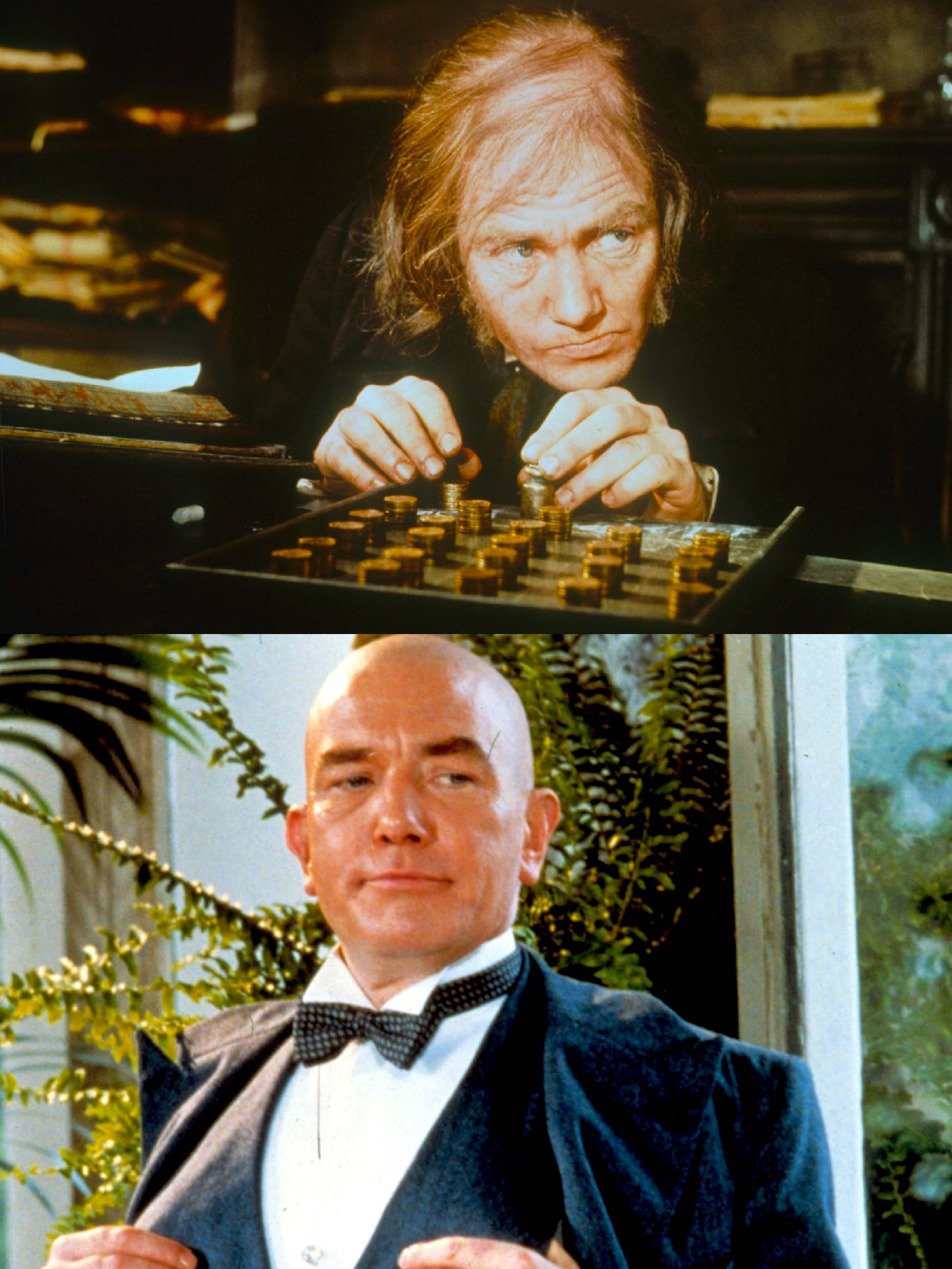Albert Finney in Scrooge (1970) and in Annie (1982)