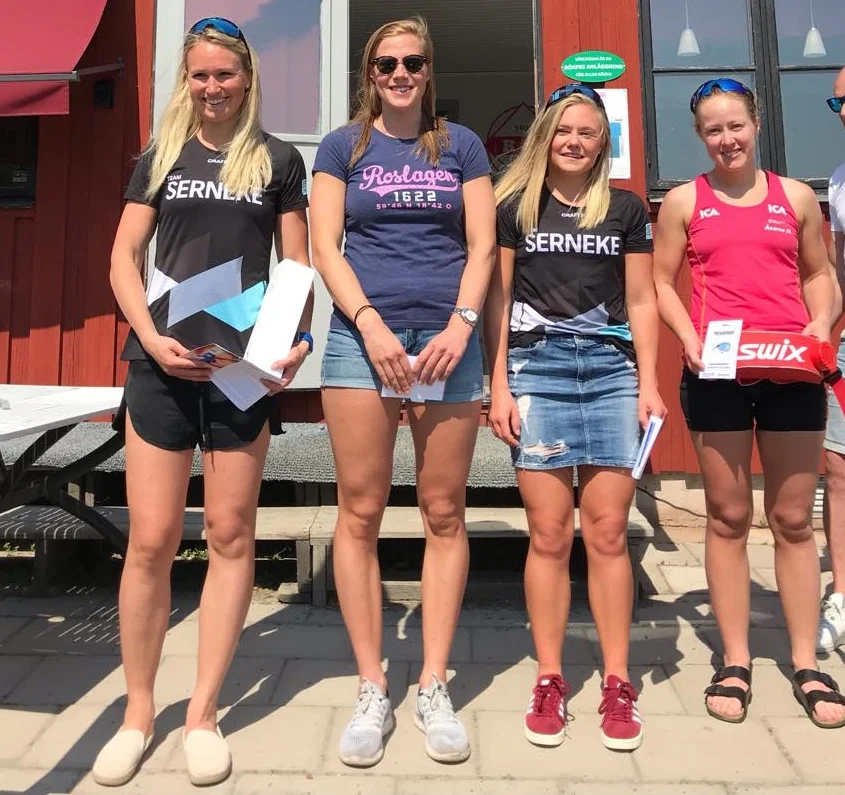 De fyra bästa i damklassen. Fr.v: Magdalena Pajala, tvåa, Maria Nordström, etta, Julia Angelsiöö, trea och Lisa K Svensson, fyra.