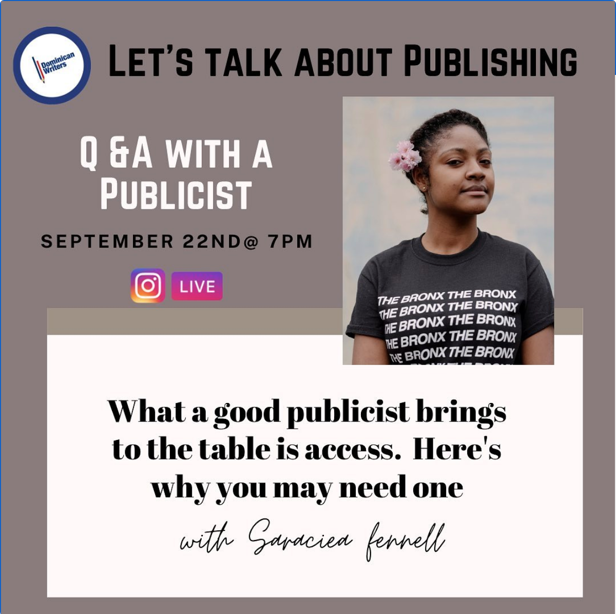 Dominican Writers - Q &amp; A With a Publicist on Instagram Live