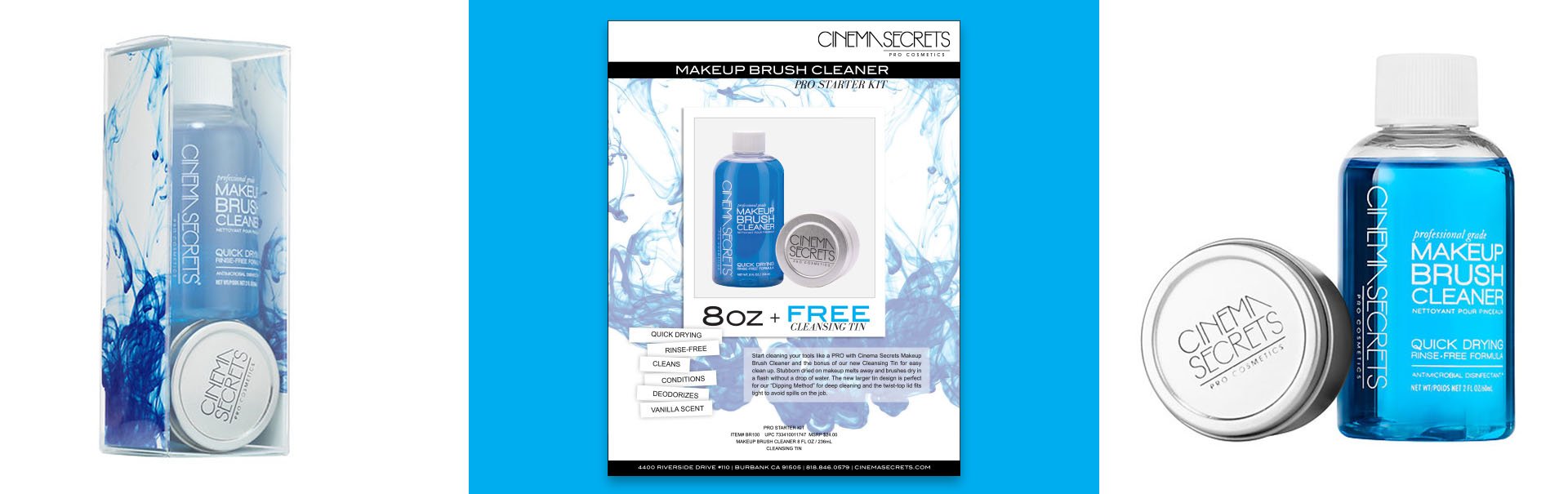 CS brush cleaner mini kit packaging design and sell sheet layout