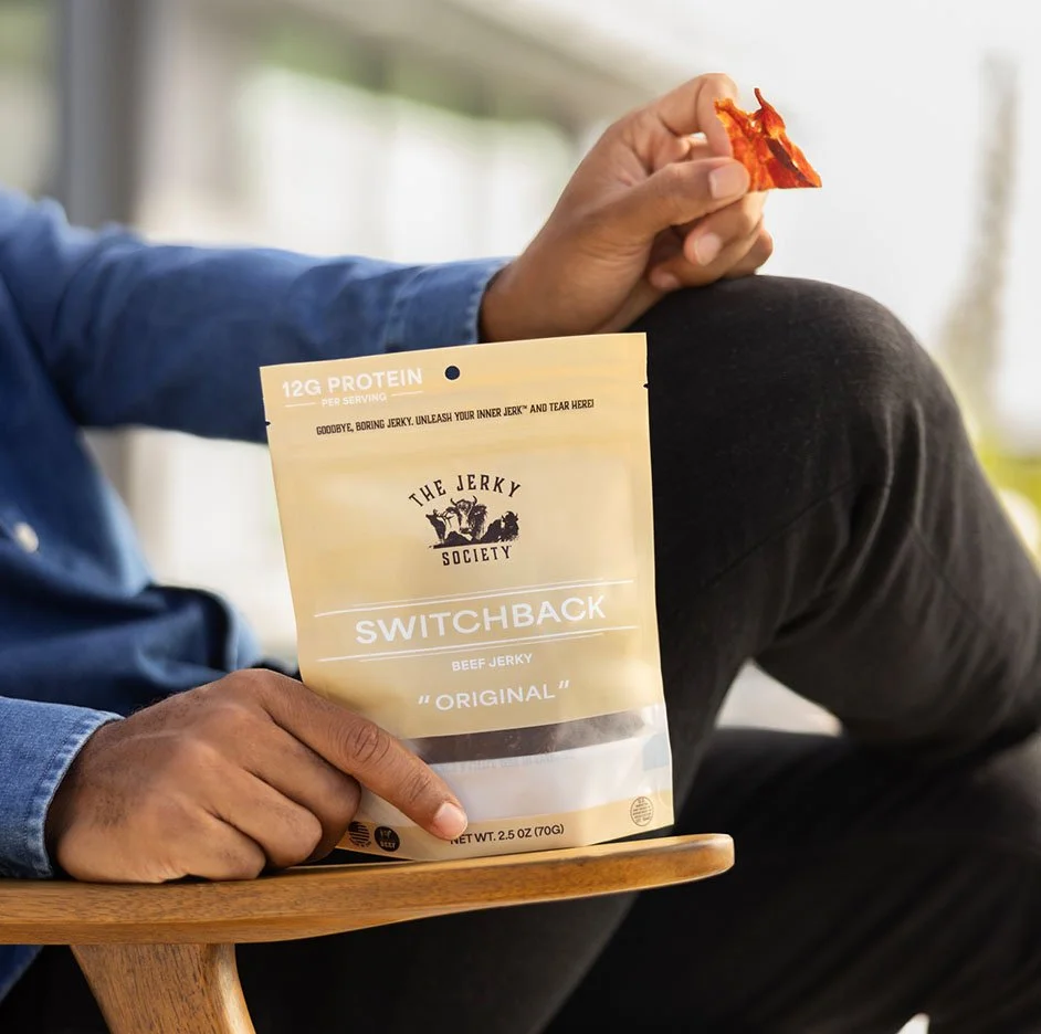 lifestyle image of Switchback jerky packaging