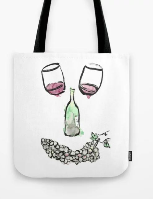 Gourmet Wine Smiley Face Tote Bag