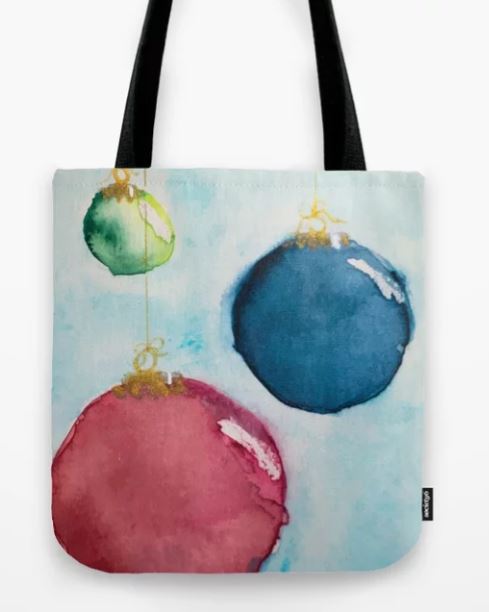 Watercolor Bauble 2, Christmas Card Tote Bag