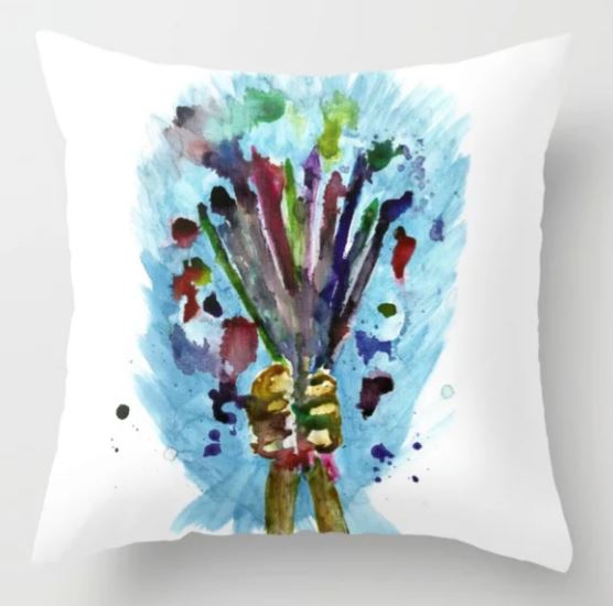 Artists Bouquet Throw Pillow