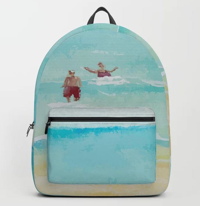Two on Beach, Holiday Watercolor Backpack