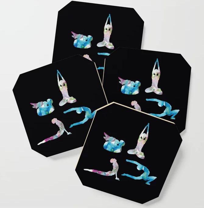 Yoga Watercolour seasons Coaster
