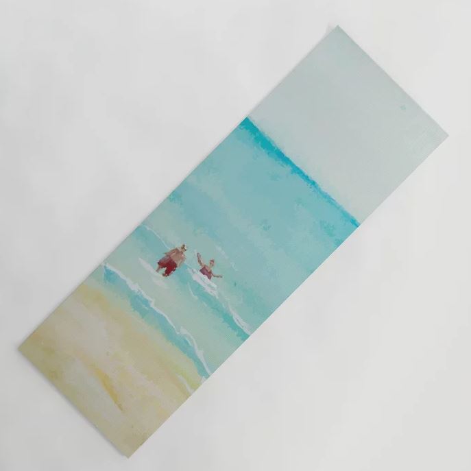 Two on Beach, Holiday Watercolor Yoga Mat