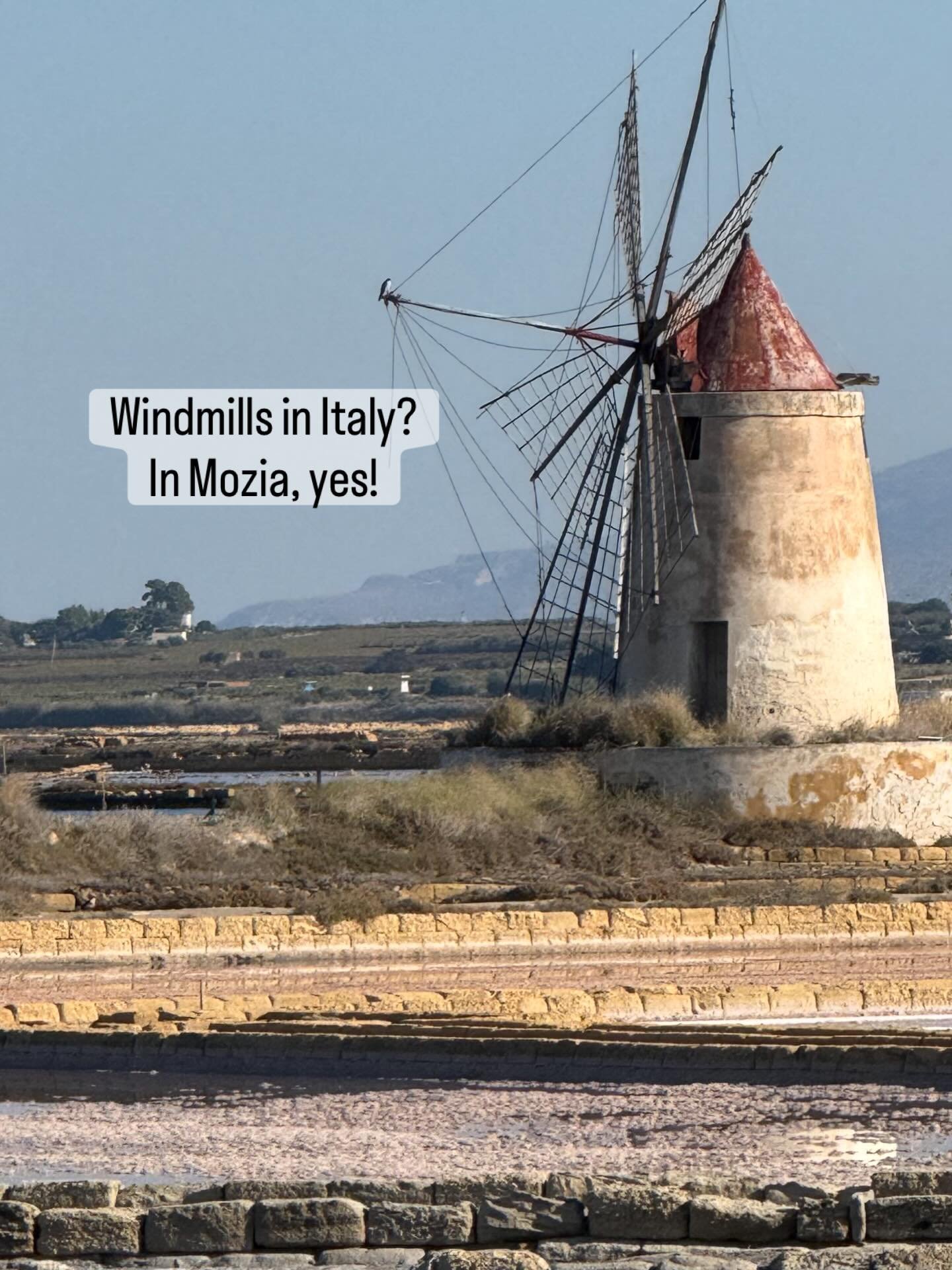 In the ancient city of Mozia, windmills are just one of the charms. Off the western coast of Sicily, Mozia sits in a shallow lagoon surrounded by salt pans. There, windmills used for salt production have long been part of a landscape shaped by sea, s