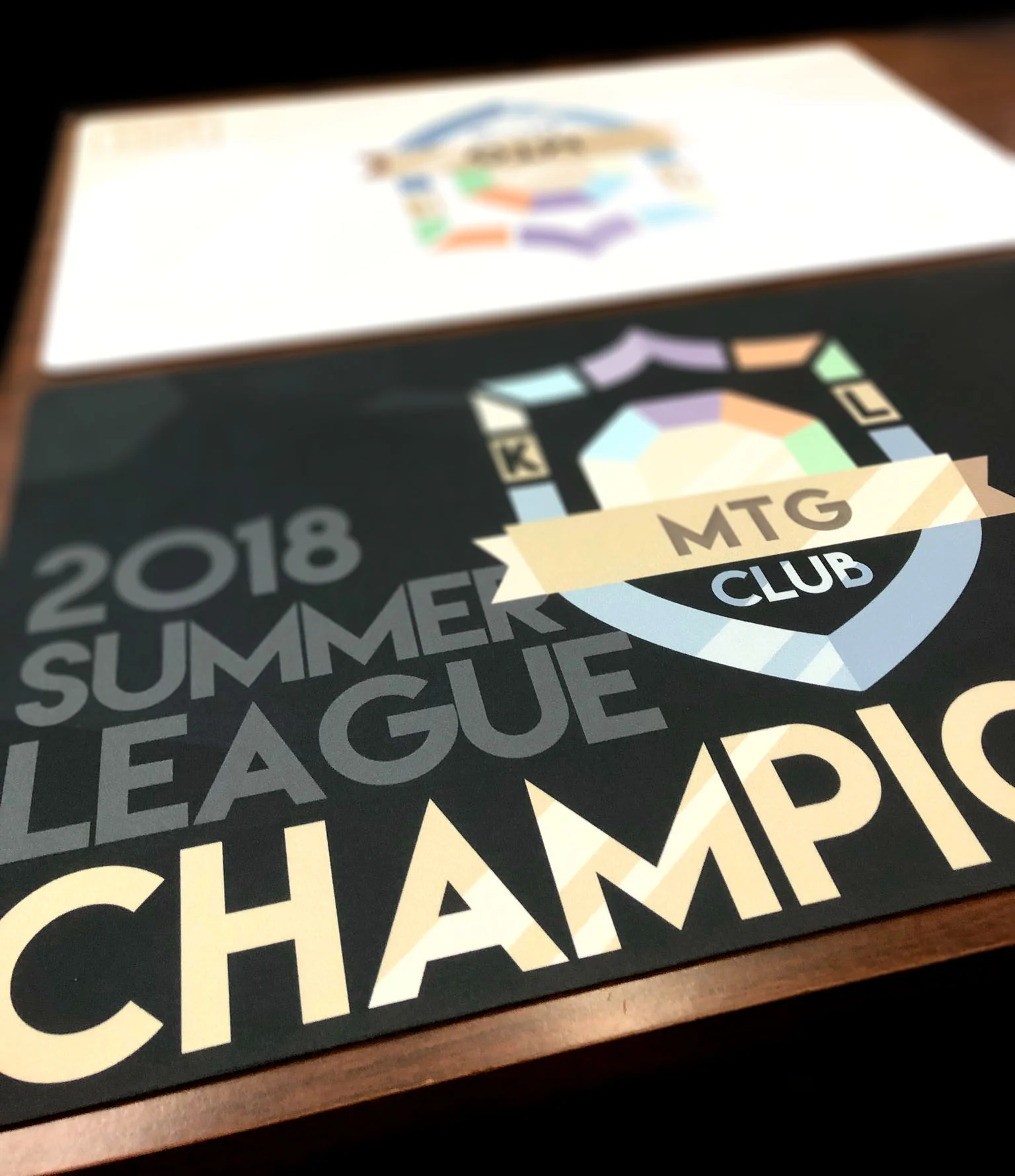  24” x 14” rubber playmats with custom printed cloth top. 