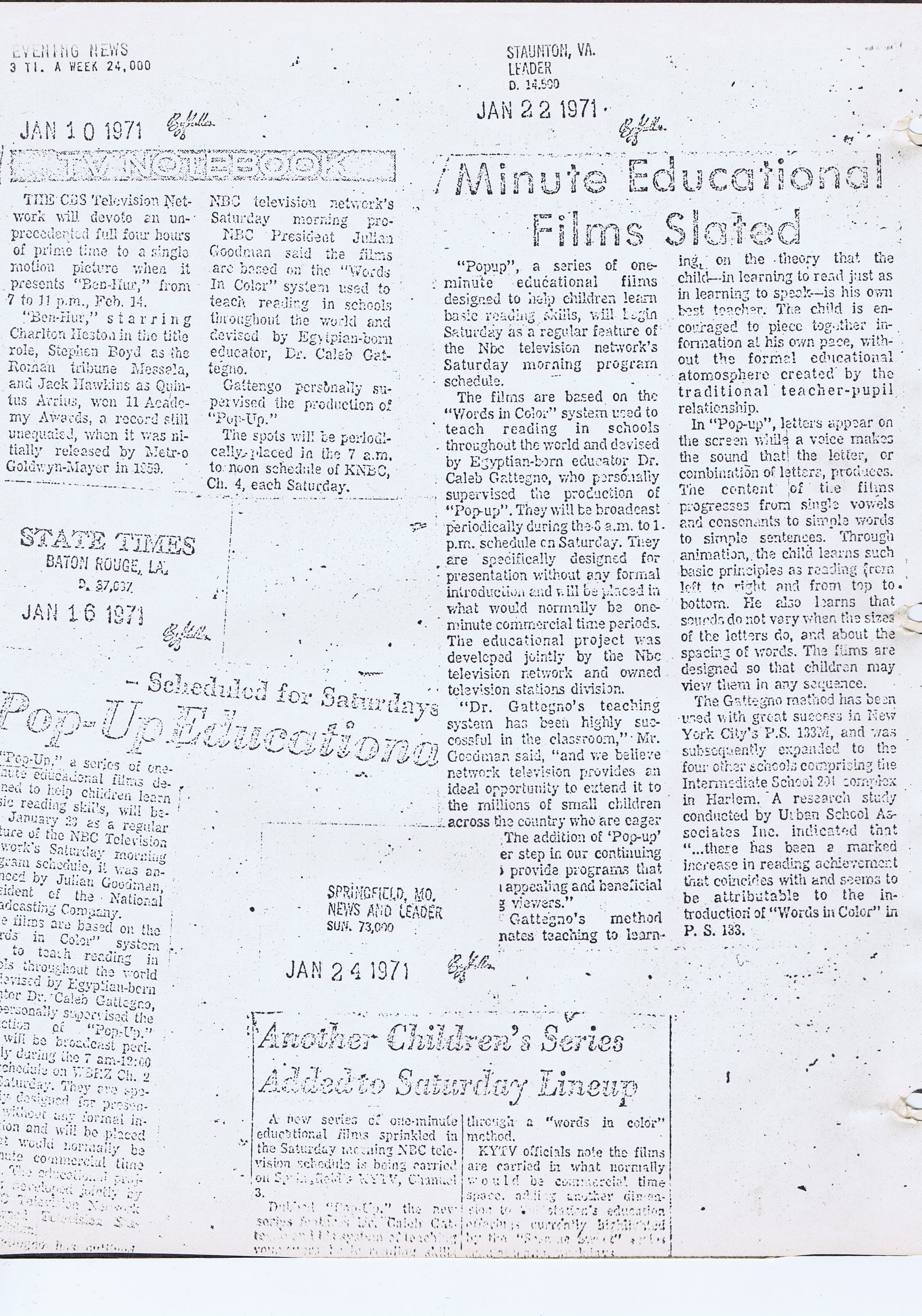 Evening News, State Times, Staunton Leader, News and Leader, Jan 1971.jpg