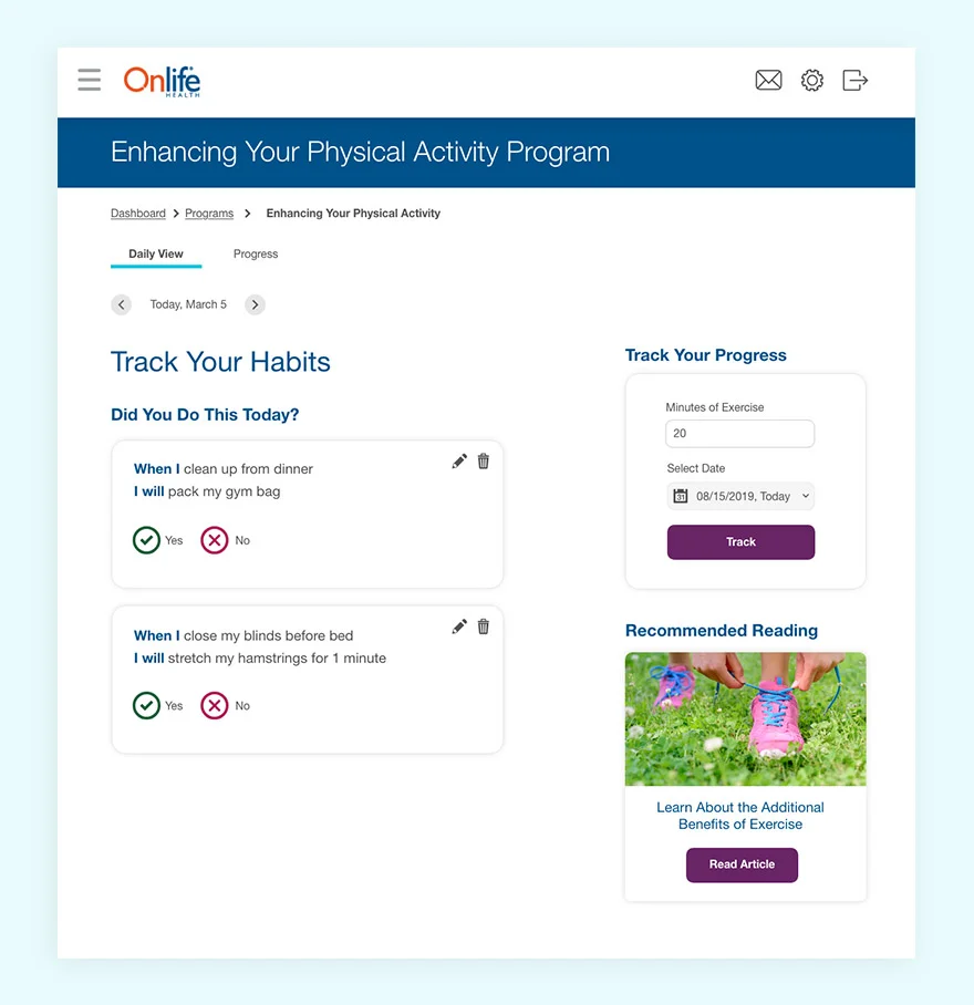 Current iteration of the web version of the app feature.