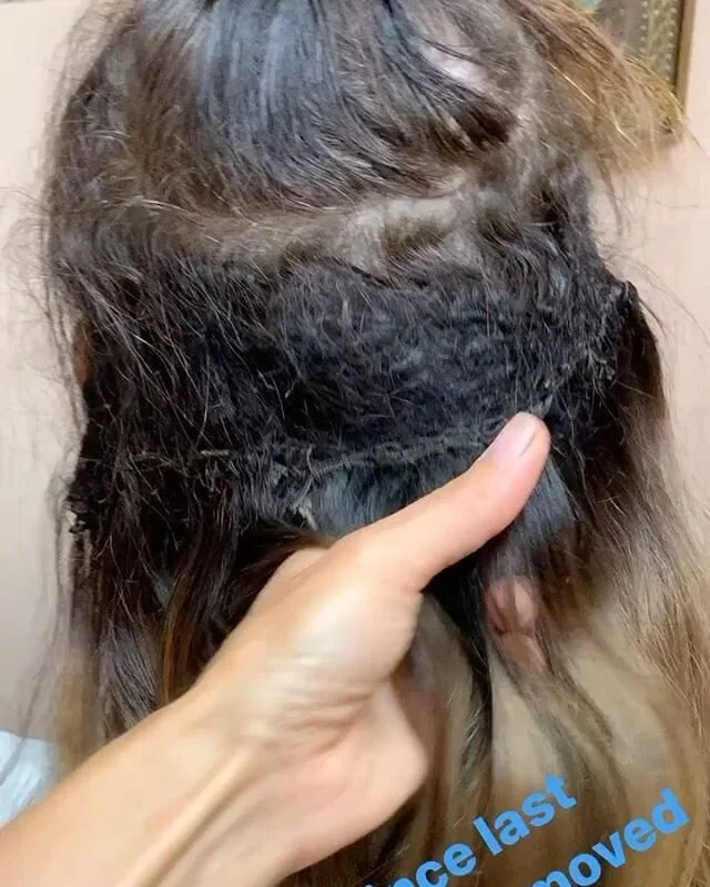 I&rsquo;m posting this to show that this client went 9 mons all still intact ( I do not condone this but with all the Circumstances)  They were safely removed with no damage in under 10 minutes . In the very next video The hair is shown that was used