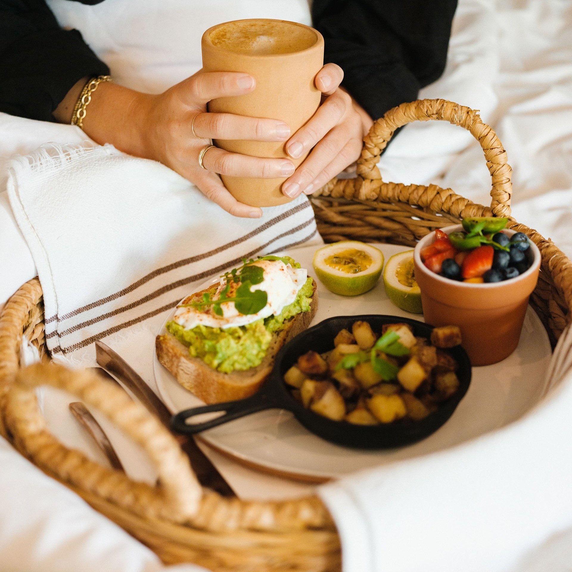 Organic breakfast in bed