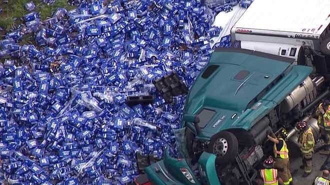 An 18 wheeler crashed in Kentucky and spilled bud light all over the side of road. I think we should be able to handle the cleanup duty&hellip; probably for free too.
