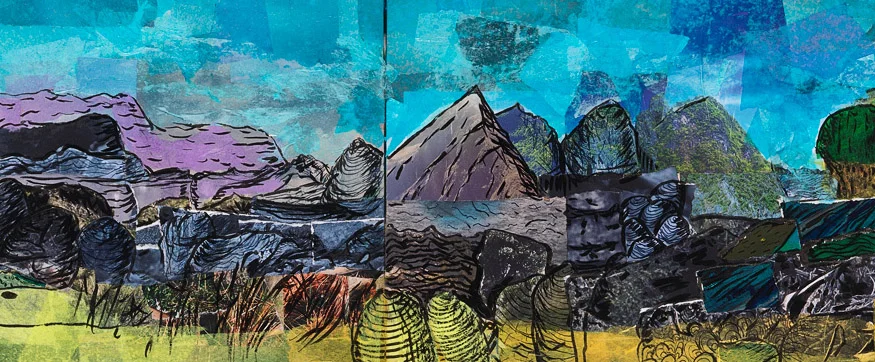 "Confusing Landscape" (cropped),collage, mixed media, ink on boards, 2018© Finalist The Heysen Prize for Landscape