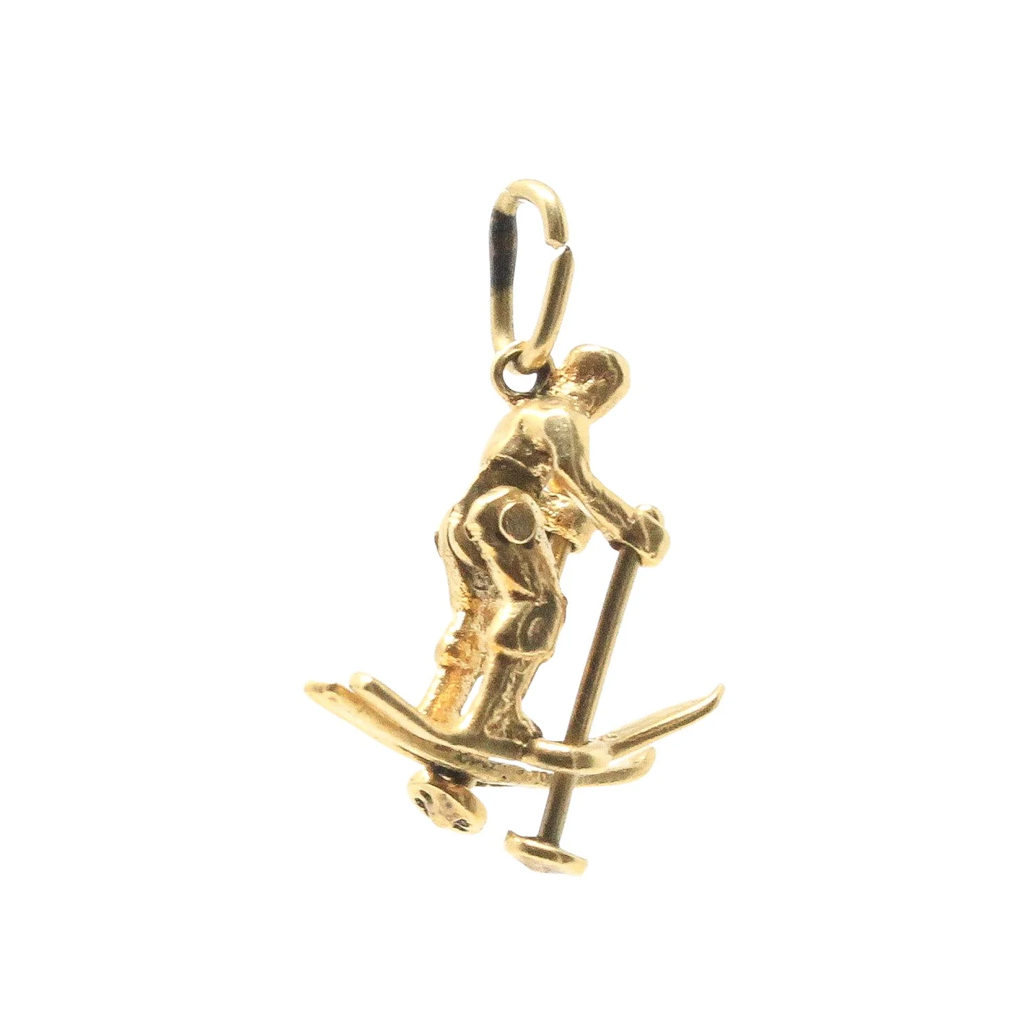 14k Gold Mechanical Skier Charm I