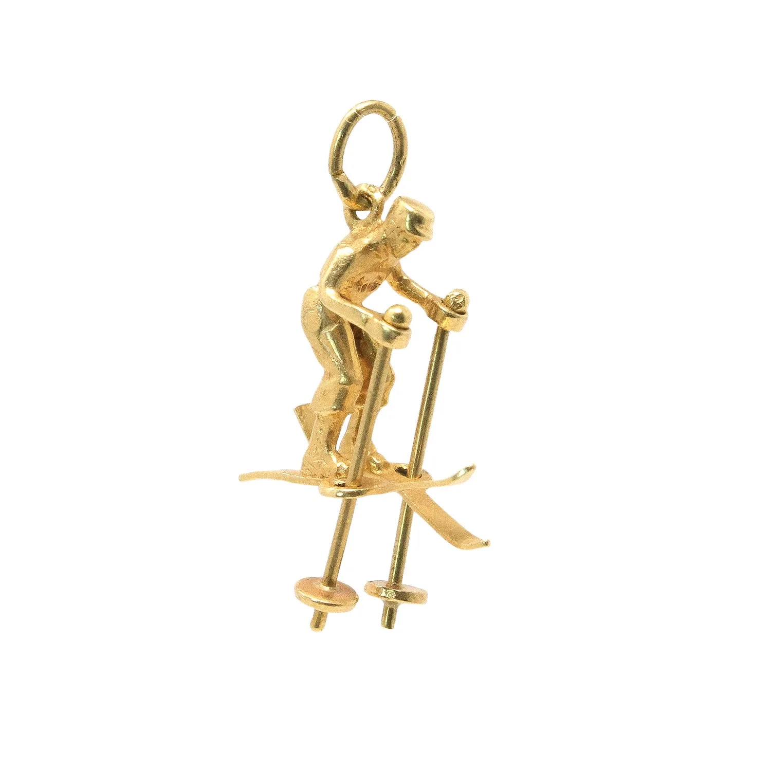 14k Gold Mechanical Skier Charm II