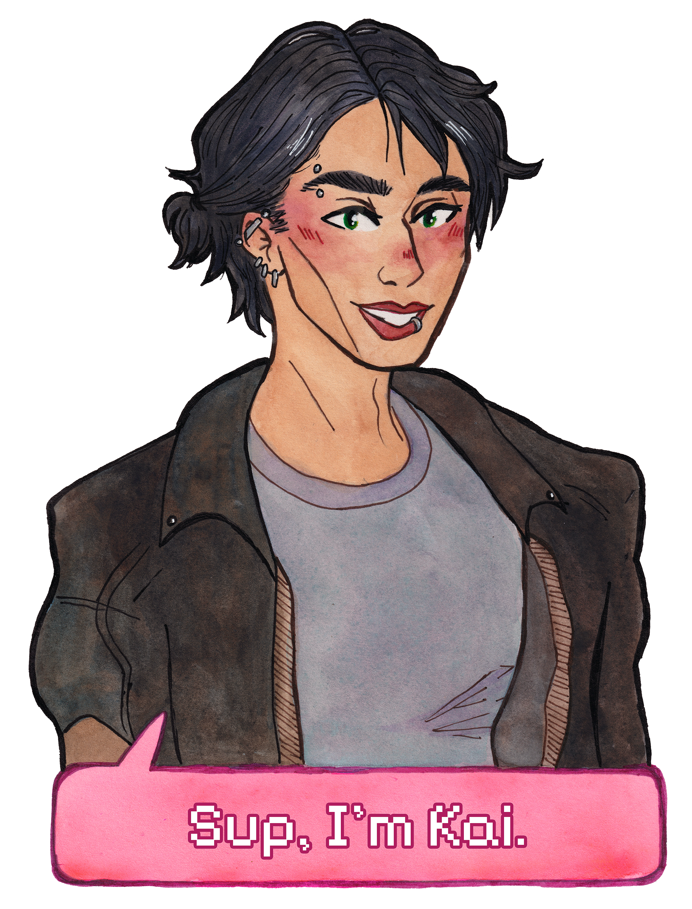 Kai is the bad boy with a heart of gold. He’s arrogant and confident, thriving in a Bushwick apartment with three other guys. Despite his rough exterior, Kai works as an EMT and will always help an older neighbor carry their groceries up a fourth-flo