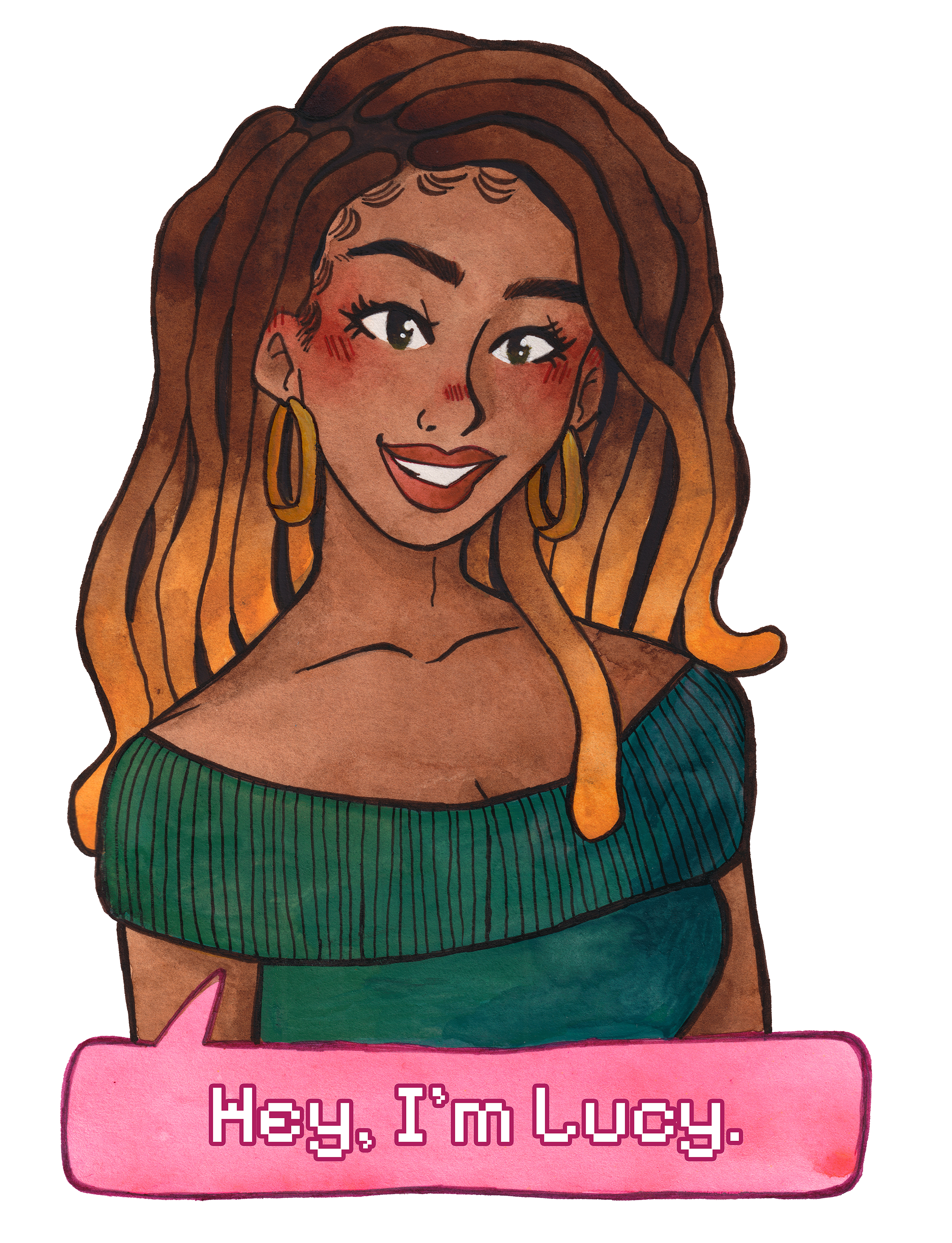 Lucy is the mysterious astrology girl. She’s bright, sweet, and goes with the flow, trusting that everything will work out for her. She works at a plant store, charming customers with her confidence and caring personality.