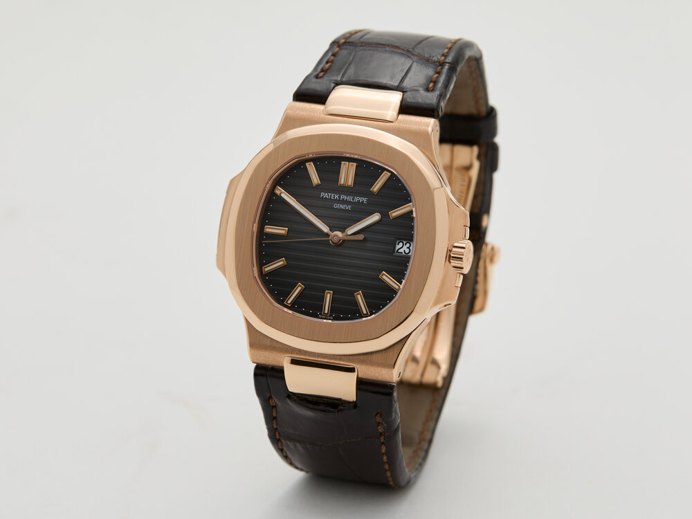 Nautilus 5711 In Rose Gold Brown Alligator Leather Strap with Charcoal  Brown Dial 5711 R