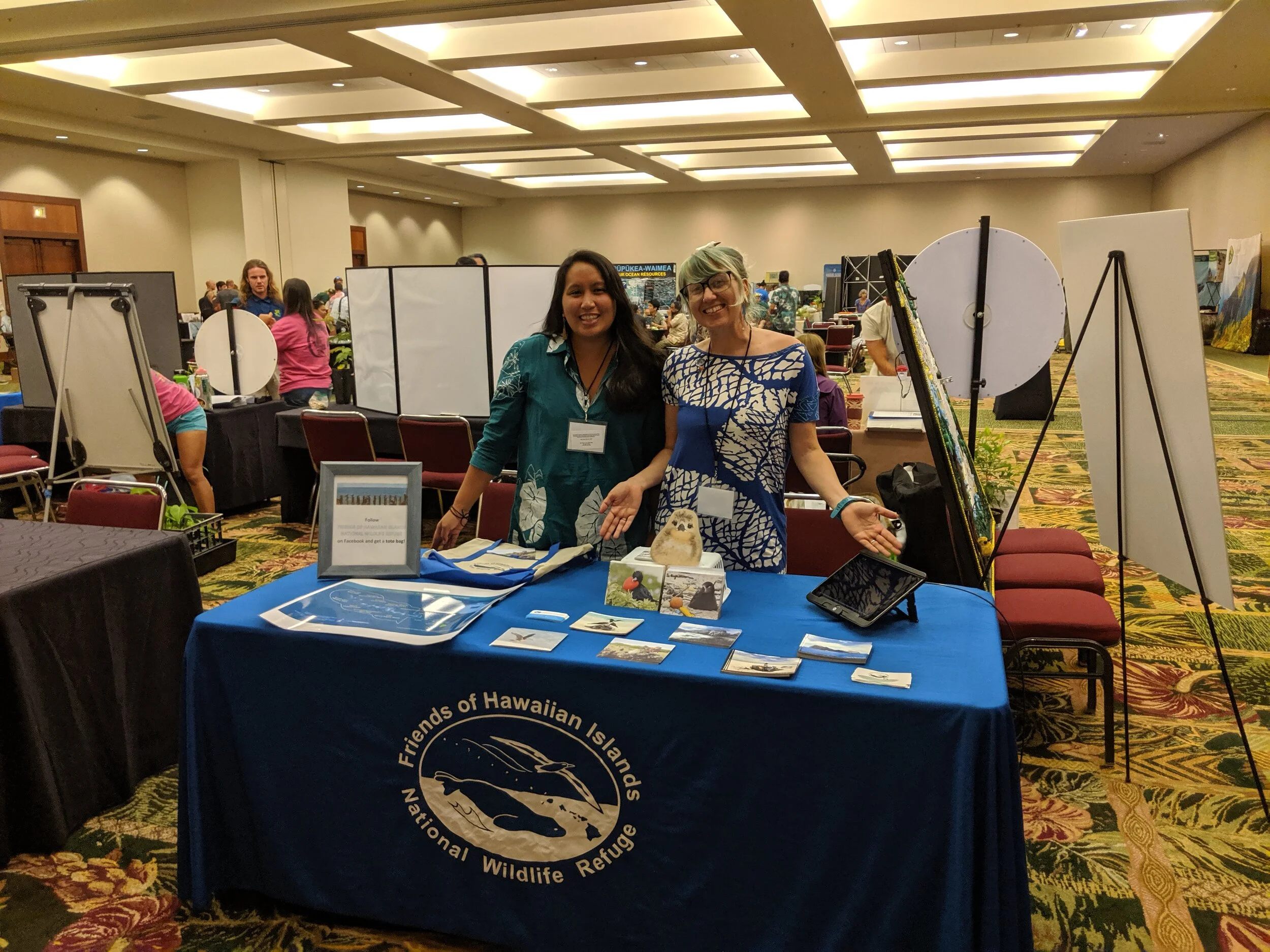 Nicole Galase, Chair, and Ilana Nimz, Vice Chair, represent Friends of Hawaiian Islands National Wildlife Refuge at the Hawaii Conservation Conference. Photo by Friends of Hawaiian Islands NWR.