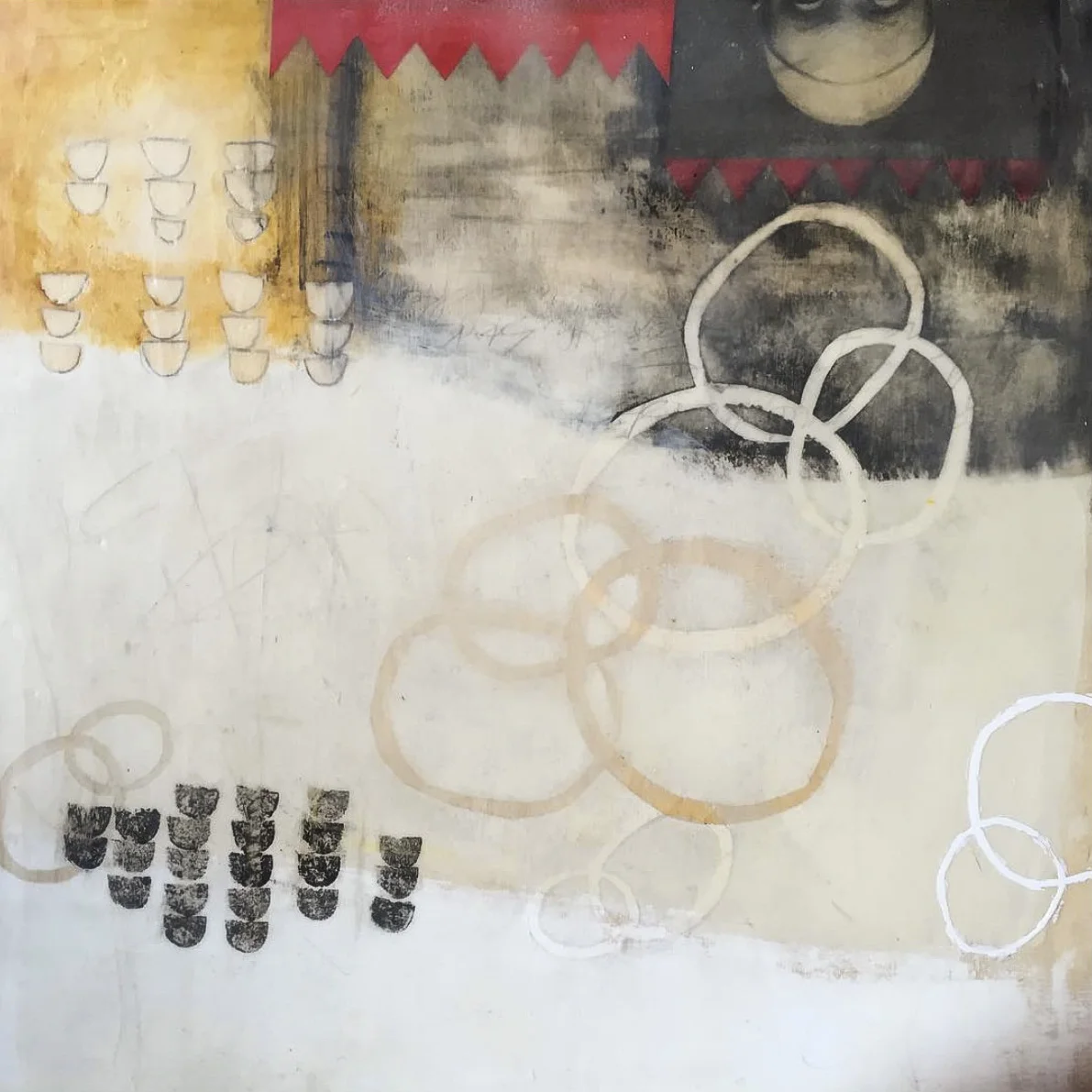 Untitled III, mixed media encaustic, 12” x 12” (sold)