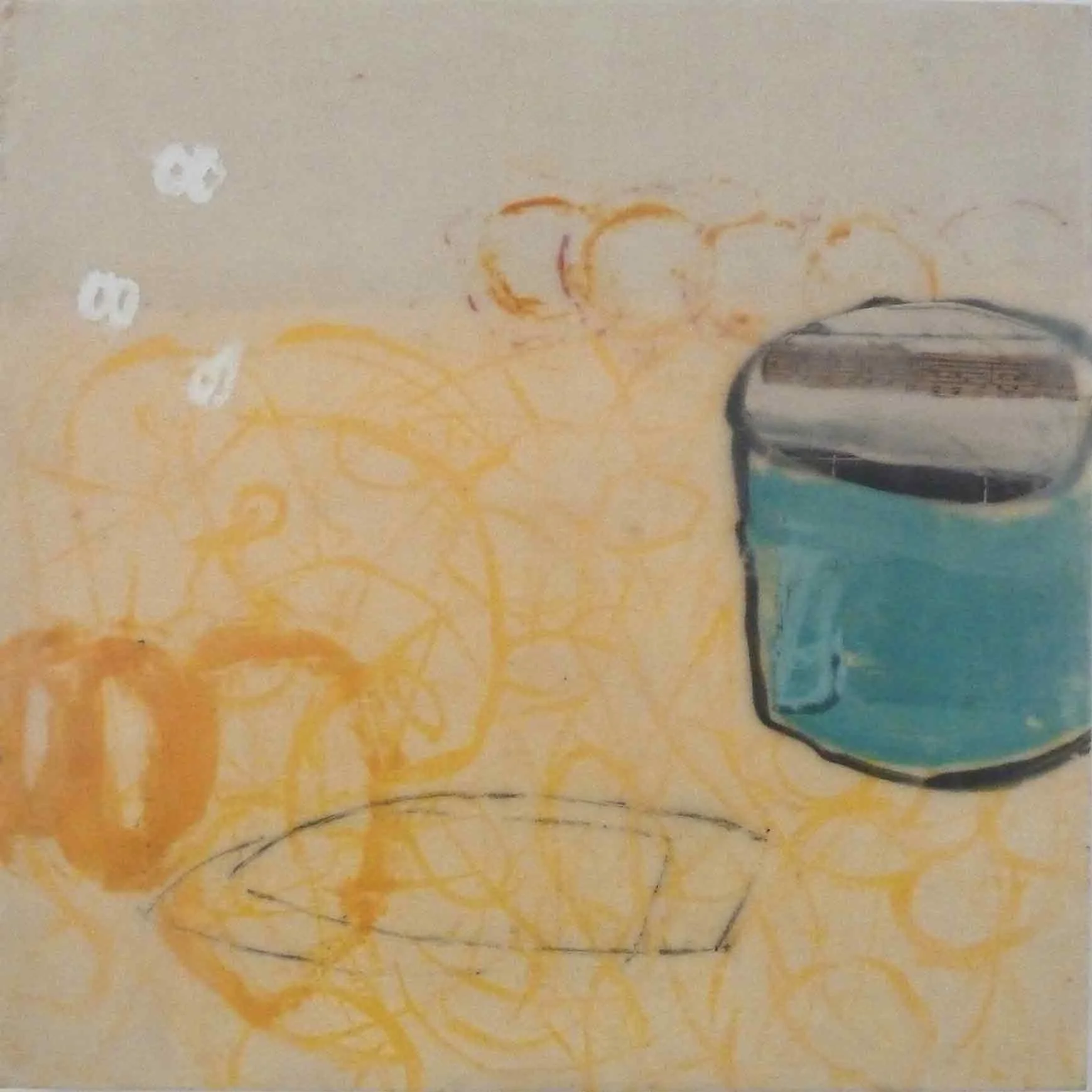 Blue Jar, mixed media encaustic, 12” x 12”