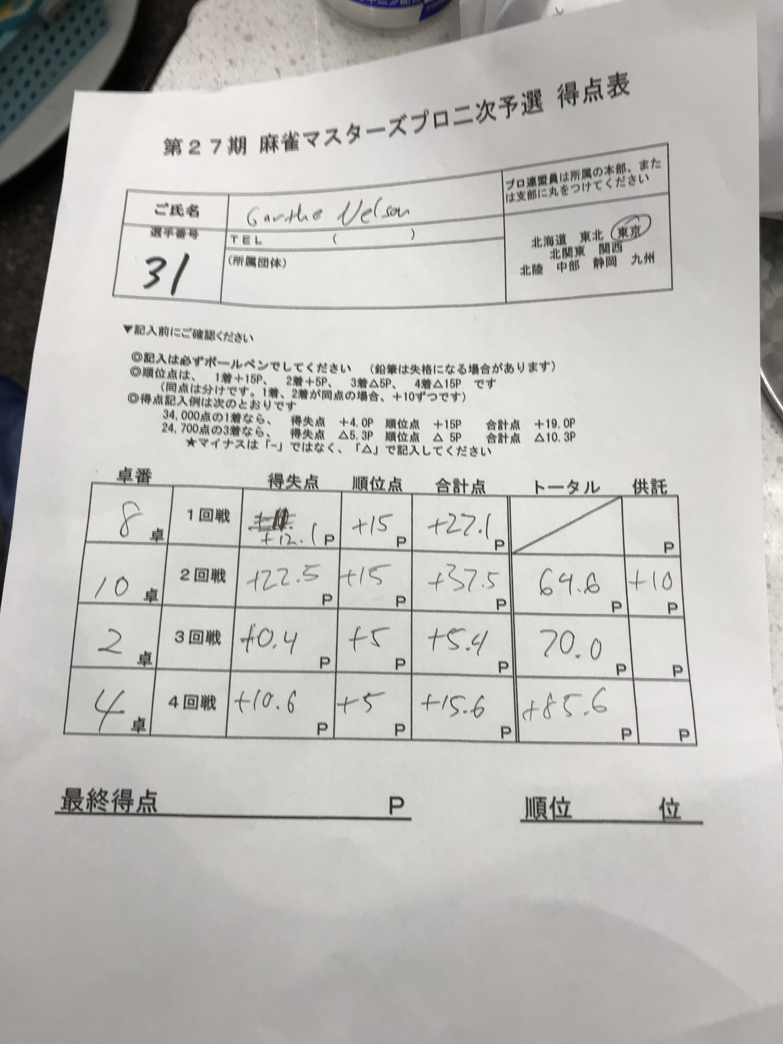 Jpml Tournament Scoresheets Mahjong Gem