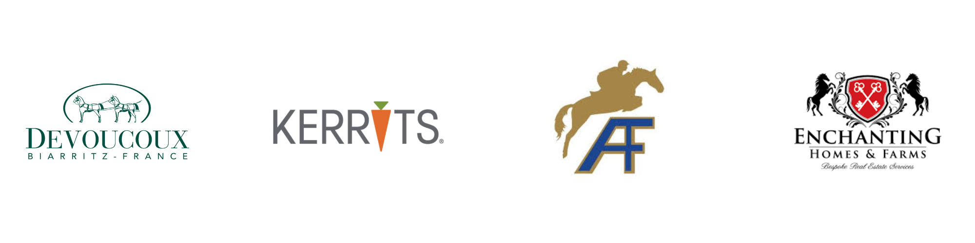 Four logos of different companies or organizations side by side, each with unique graphics and text.