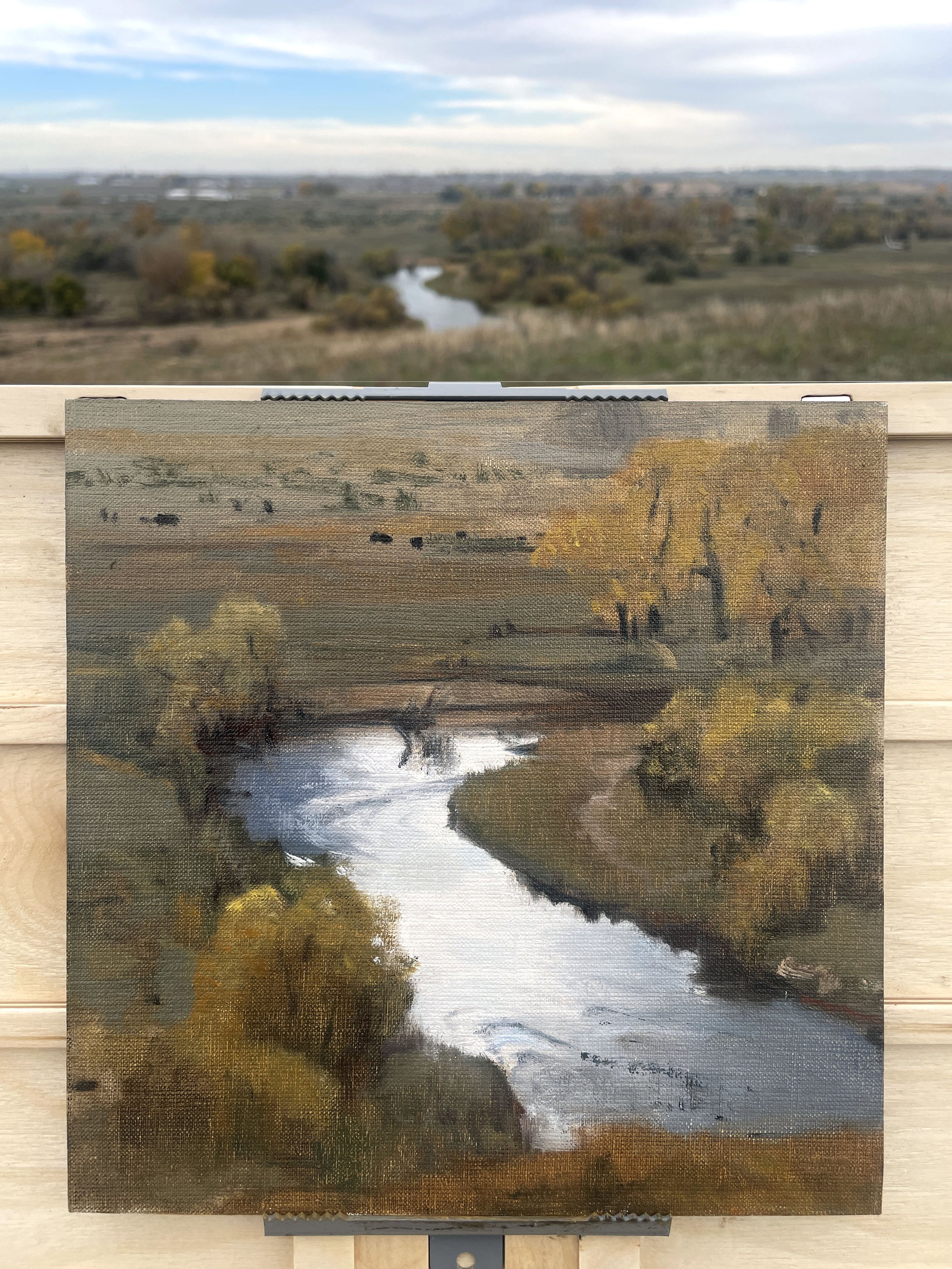 Saint Vrain Creek (Oil on Canvas Panel, 8"x8")