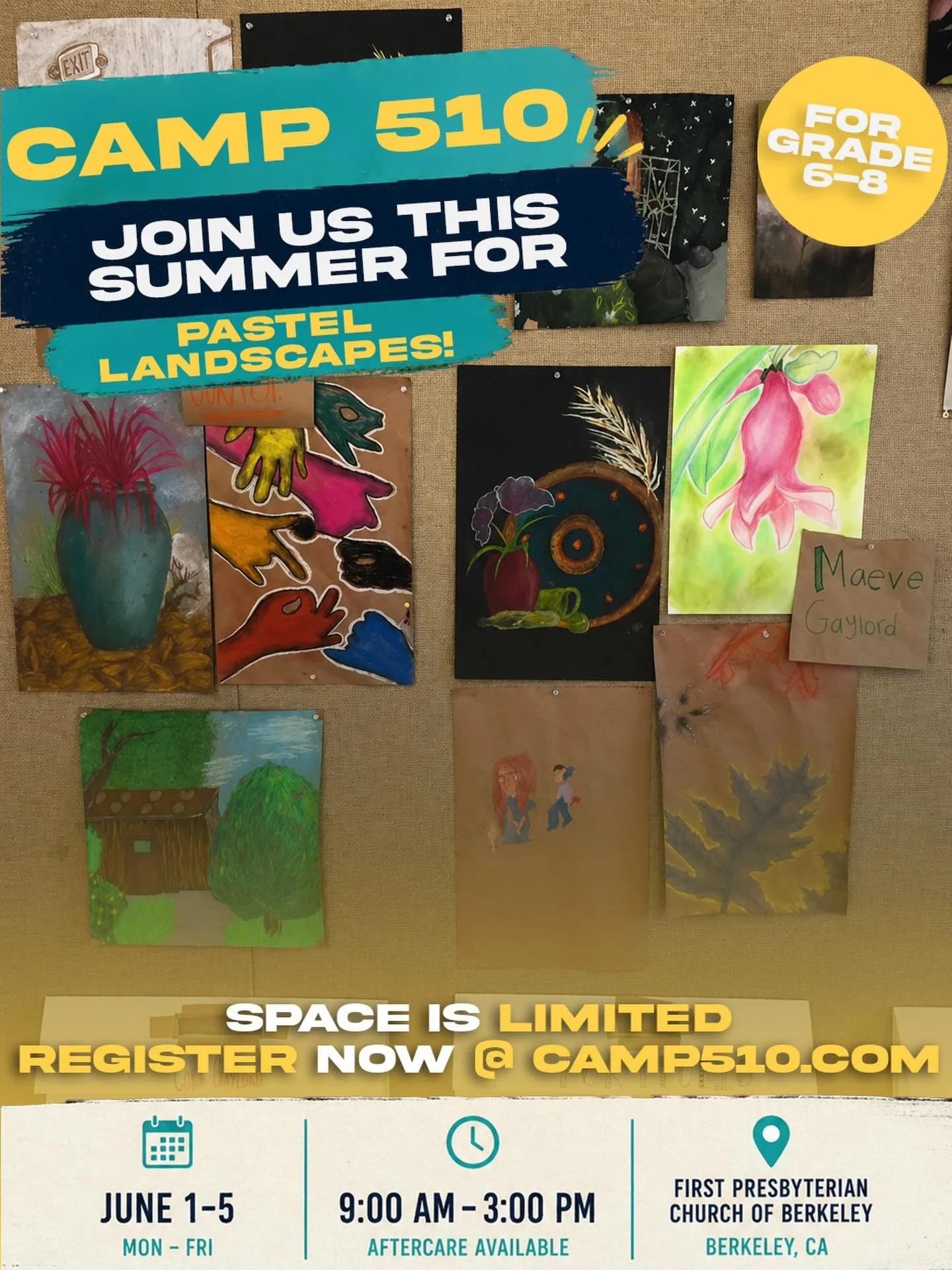 Join us this summer at CAMP 510 for a week of creativity! The Art of Light and Shadow Pastel Landscape Drawing Workshop teaches campers how to use pastels to create depth light and realistic landscapes. 

To register or find more information visit th