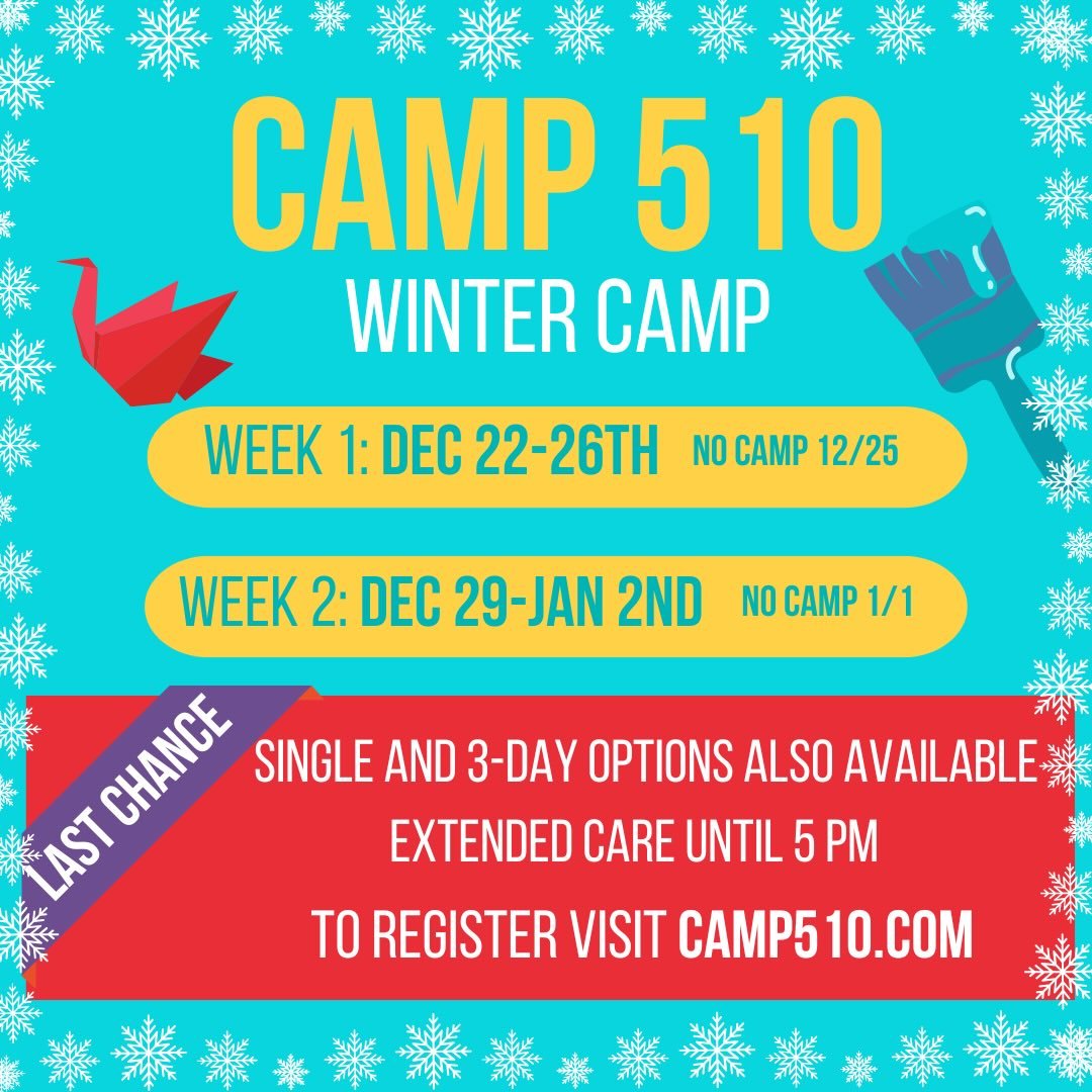 Last chance to sign up for Winter Camp!❄️

📍Berkeley | American International Montessori School Single-day, 3-day, and full-week options available! Extended care available from 3:30pm to 5:00pm. 
#HolidayCamp #CreativeKids #BerkeleyKids
