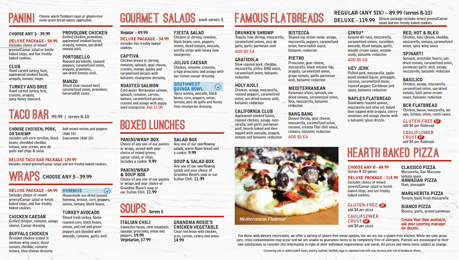 Catering Menu — Naples Flatbread Kitchen & Bar