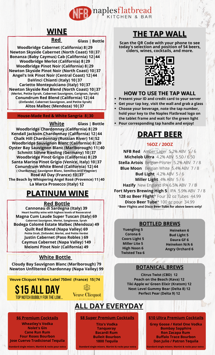 Drink Menu — Naples Flatbread Kitchen & Bar