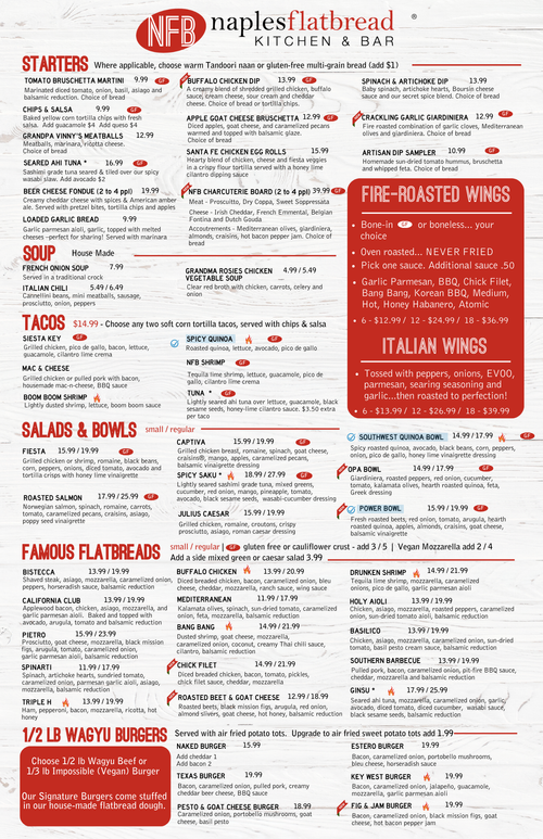 Food Menu — Naples Flatbread Kitchen & Bar