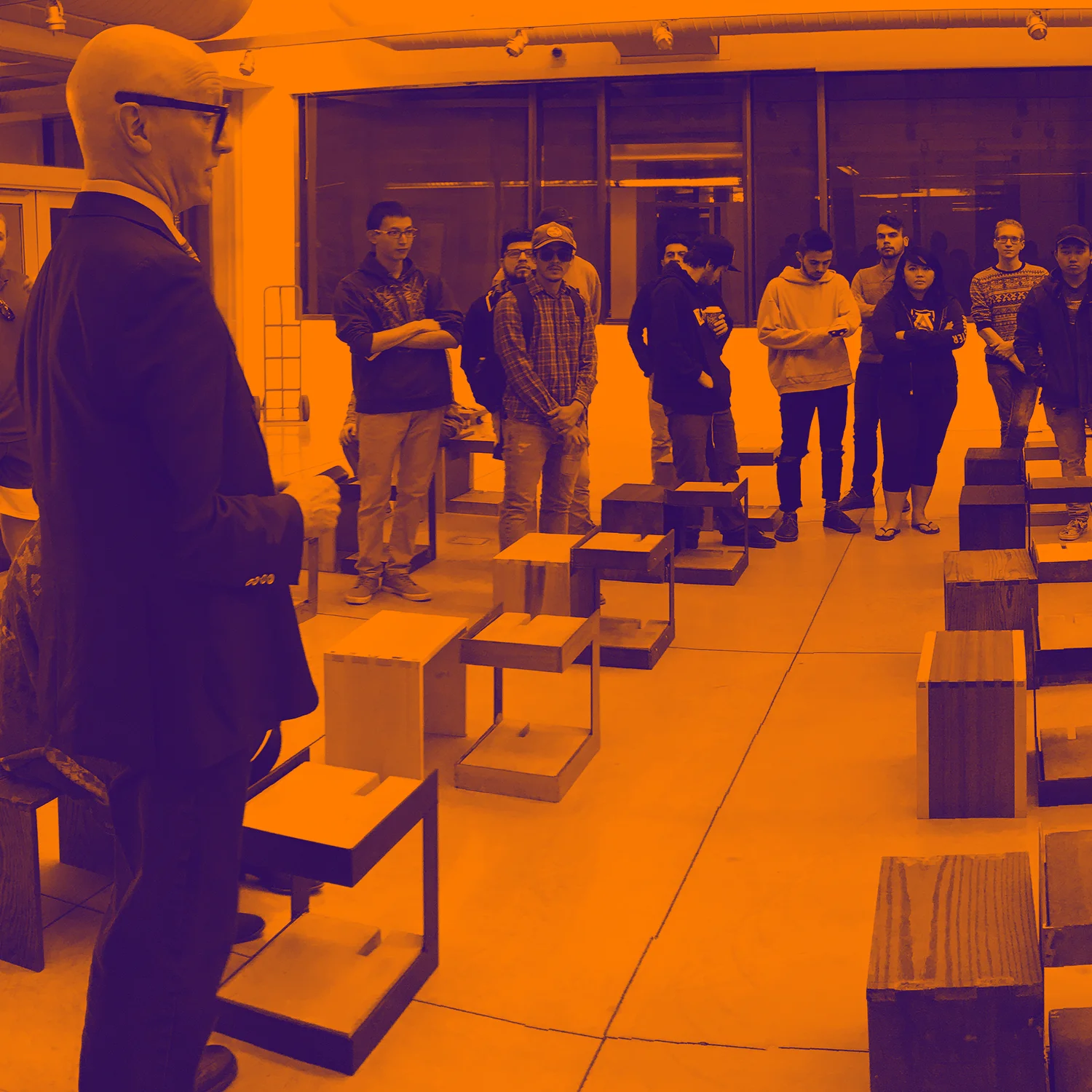 School of Architecture director Rob Miller and students at the Sundt Gallery